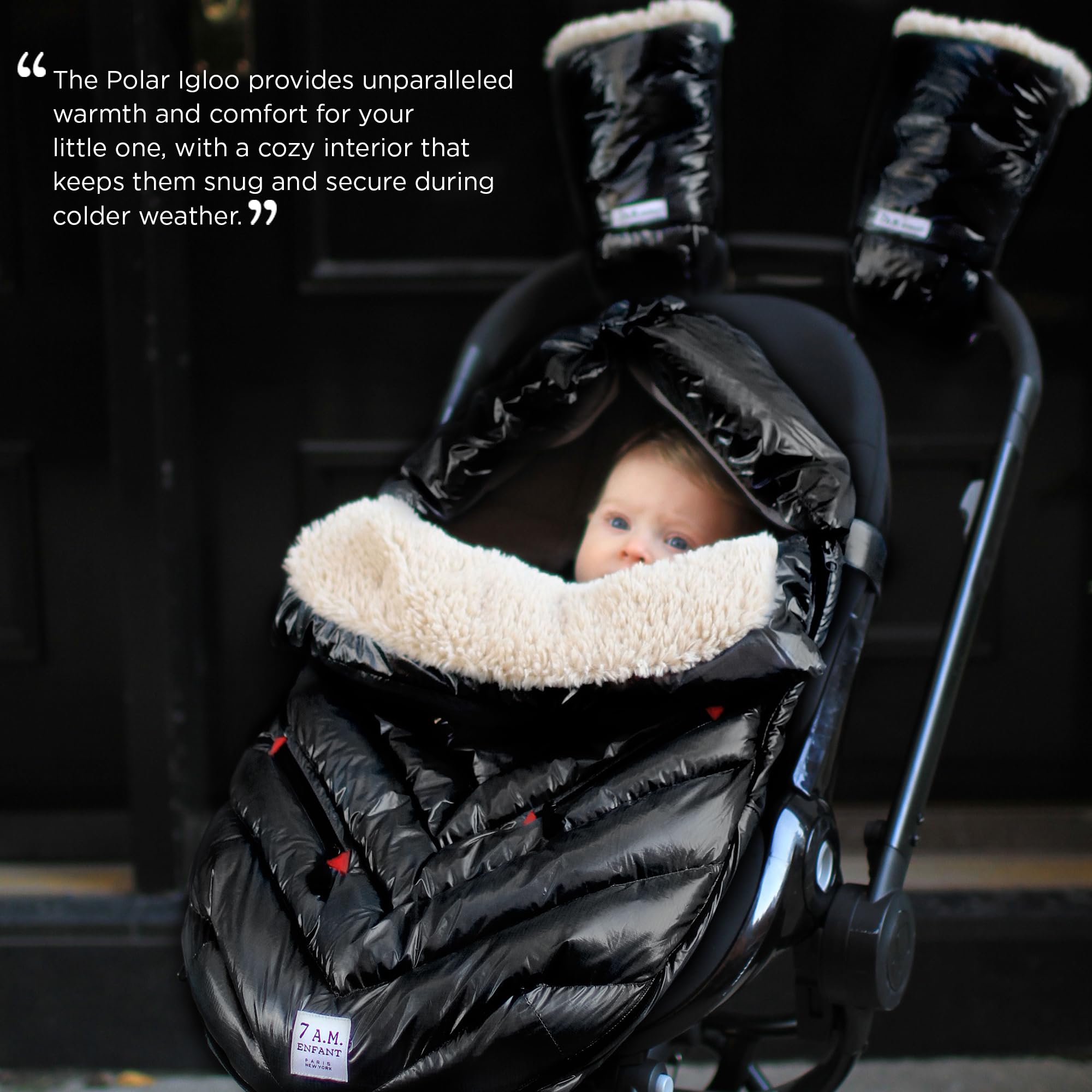 7AM Enfant - Saco para cochecito y asiento de coche, funda de bebé polar iglú para asiento de automóvil y cochecito, resistente a la intemperie y multitemporada, bolsa de banderines adaptables para