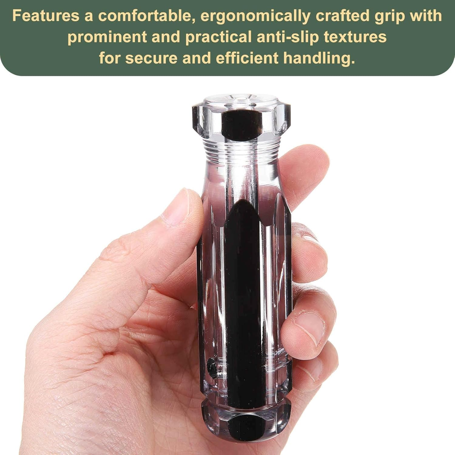 HARFINGTON Pre-Drilled Blank Screwdriver Tool Handles 6.3mm Hole 103mm Length PVC Plastic Replacement Grips, Clear Black