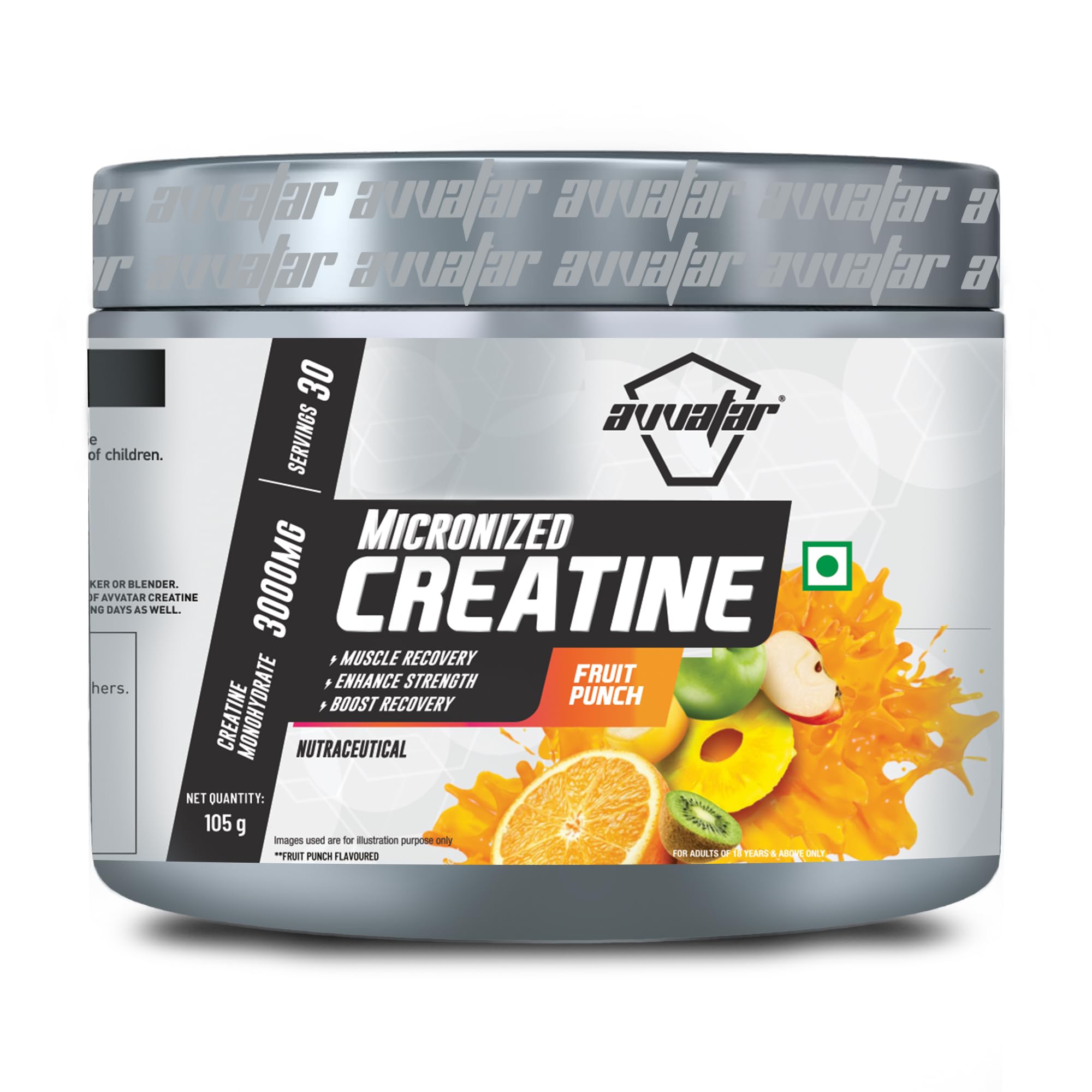 avvatar Micronized Creatine Monohydrate Powder | Fruit Punch Flavour | 3g Creatine | 30 Servings-image-48