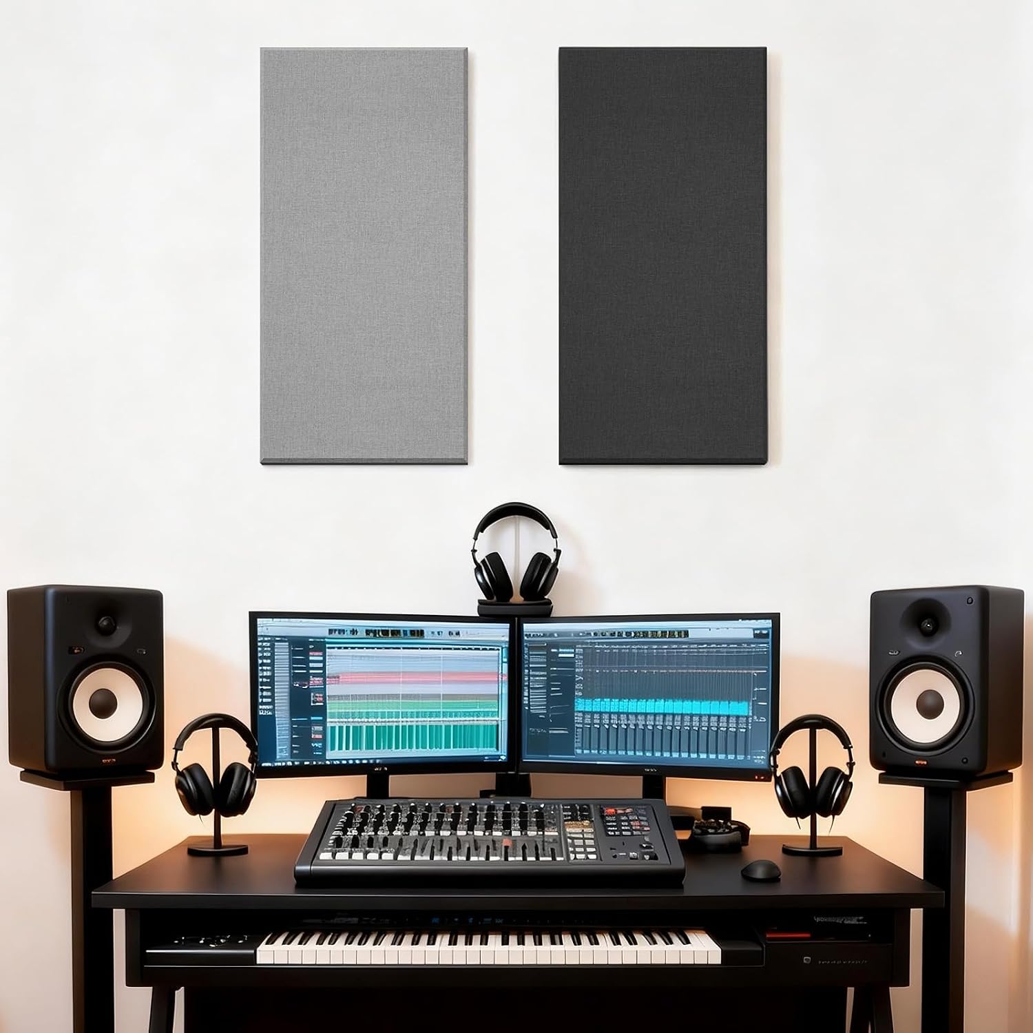 TONOR Large Fiberglass Acoustic Panels, 39.4" x 19.7" x 1.6" Sound Proof Panels for Walls, Acoustic Panels Sound Absorbing for Interior Wall Decor for Studios, Living Room, Theater, Gray