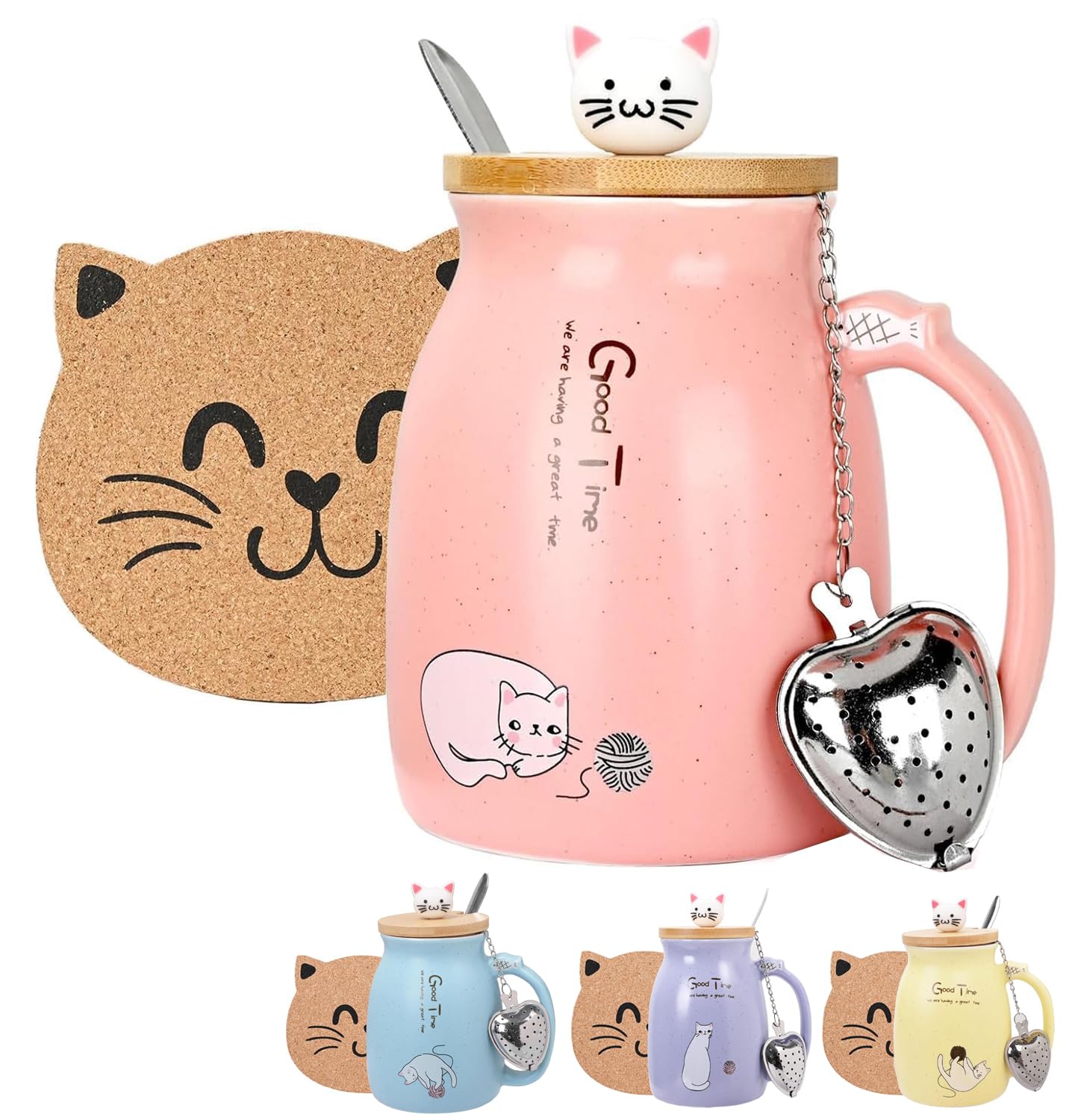 Tazza Da Tè Con Gatto E Infusore - Vetro 250ml, Regalo Perfetto Per Amanti Dei Gatti - Foto 11