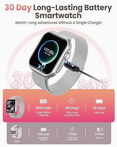 Miniatura 2 de Relojes inteligentes para mujer para iPhone Android reloj inteligente de 1.85 pulgadas con 30 días+duración de la batería hacerrecibir llamada