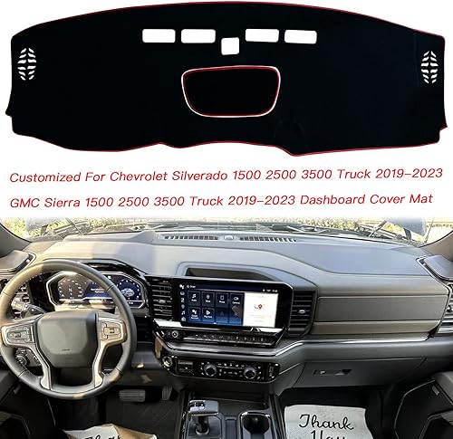 Miniatura 9 de KEEGTBOX Cubierta de tapete para salpicadero, consola central interior personalizada compatible con Chevrolet SilveradoGMC Sierra 1500 2500 3500