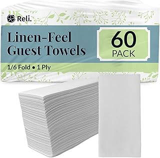 Reli. Bathroom Napkins Guest Disposable (60 Pack) Linen-Feel Guest Towels 12" x 15.75"