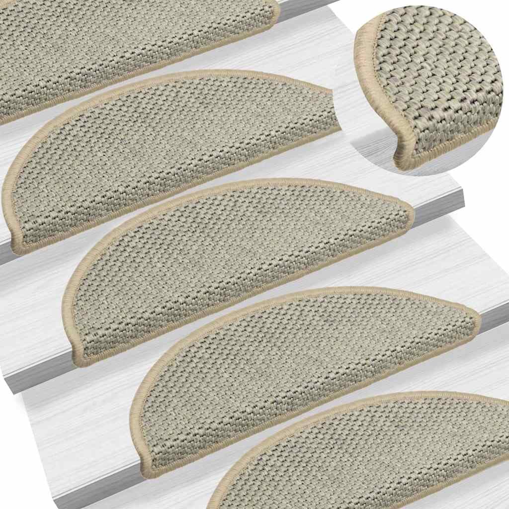 Tapis d'Escalier Autocollants Sisal-Look, 30 Pièces Vert Clair