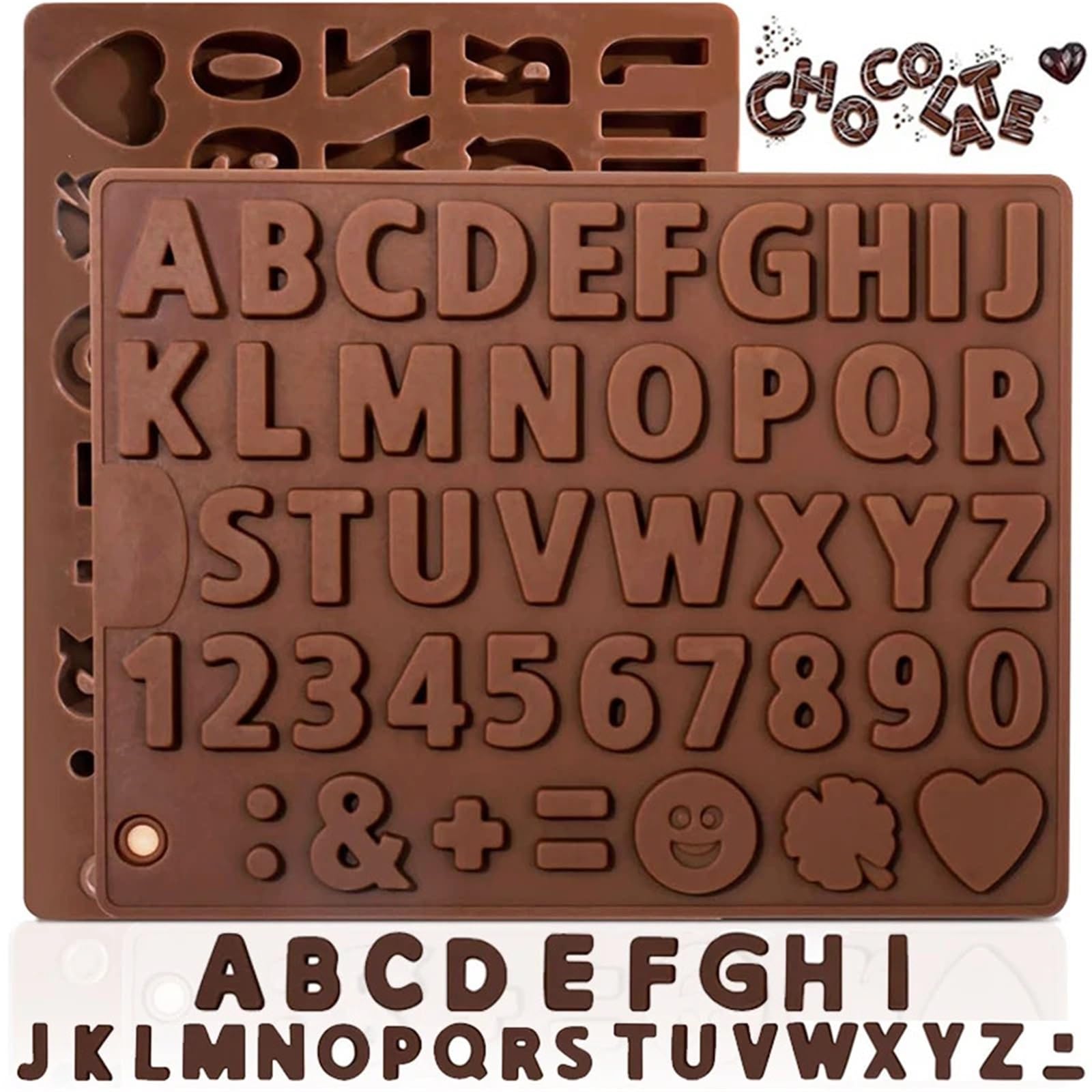 Juego de 3 moldes silicona for chocolate con 26 letras y números del alfabeto. Ideales for decorar galletas Para Repostería Y Postres
