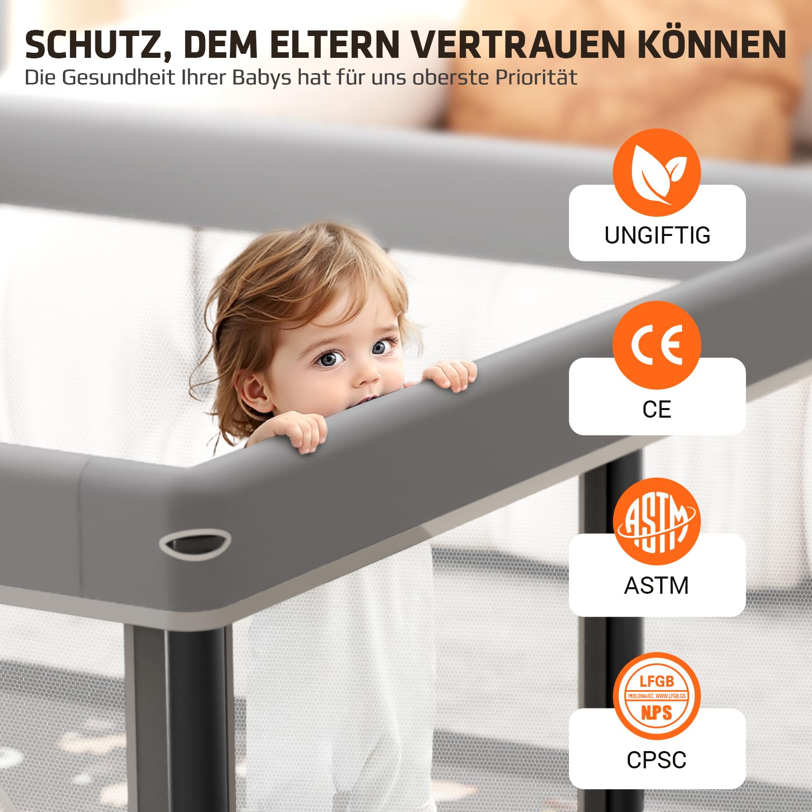 laufstall baby faltbar mit Matte,127x127,zusammenklappbarer Laufstall für Babys und Kleinkinder,Sicherheitslaufstall für Kinder im Innen-und Außenbereich,tragbarer Reiselaufstall und 30 Ozeanbällen