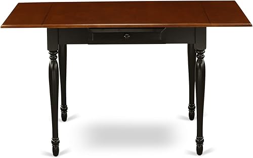 Miniatura 6 de East West Furniture MZT-BCH-T Monza Mid-Century - Mesa de comedor rectangular con gotas y patas elegantes, 36 x 54 pulgadas, negro y cereza Negro y
