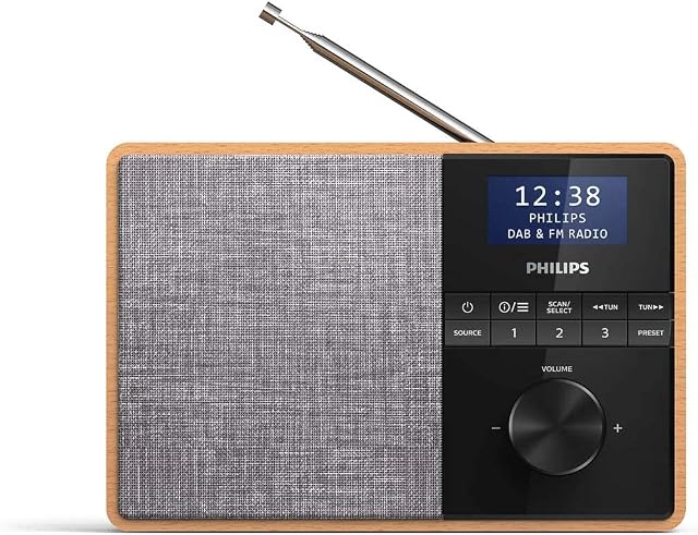 Philips R5505/10 radio Bluetooth (drewniana obudowa, radio DAB+/FM, głośnik szerokopasmowy 3", czasomierz kuchenny, radio kuchenne, zasilanie sieciowe lub baterie)