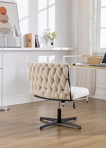 Miniatura 5 de Silla de escritorio de oficina sin reposabrazos, silla giratoria moderna acolchada con asiento ancho ajustable, respaldo medio, silla ergonómica de