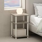 Furinno JUST Night Stand, 3-Tier Turn-N-Tube Nightstand, Toolless Bedside Table, End Table, Side Table with Open Storage for Bedroom, Living Room, Americano