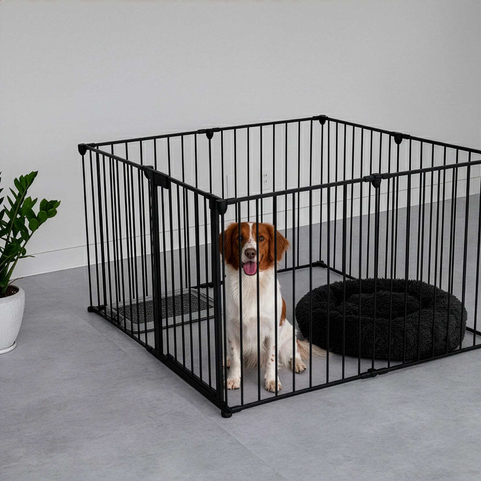 abaskdesign◎犬用ケージ◎ブラック Amazon | abaskdesign ペットサークル 60cm以上 【バリアフリー】6面 8