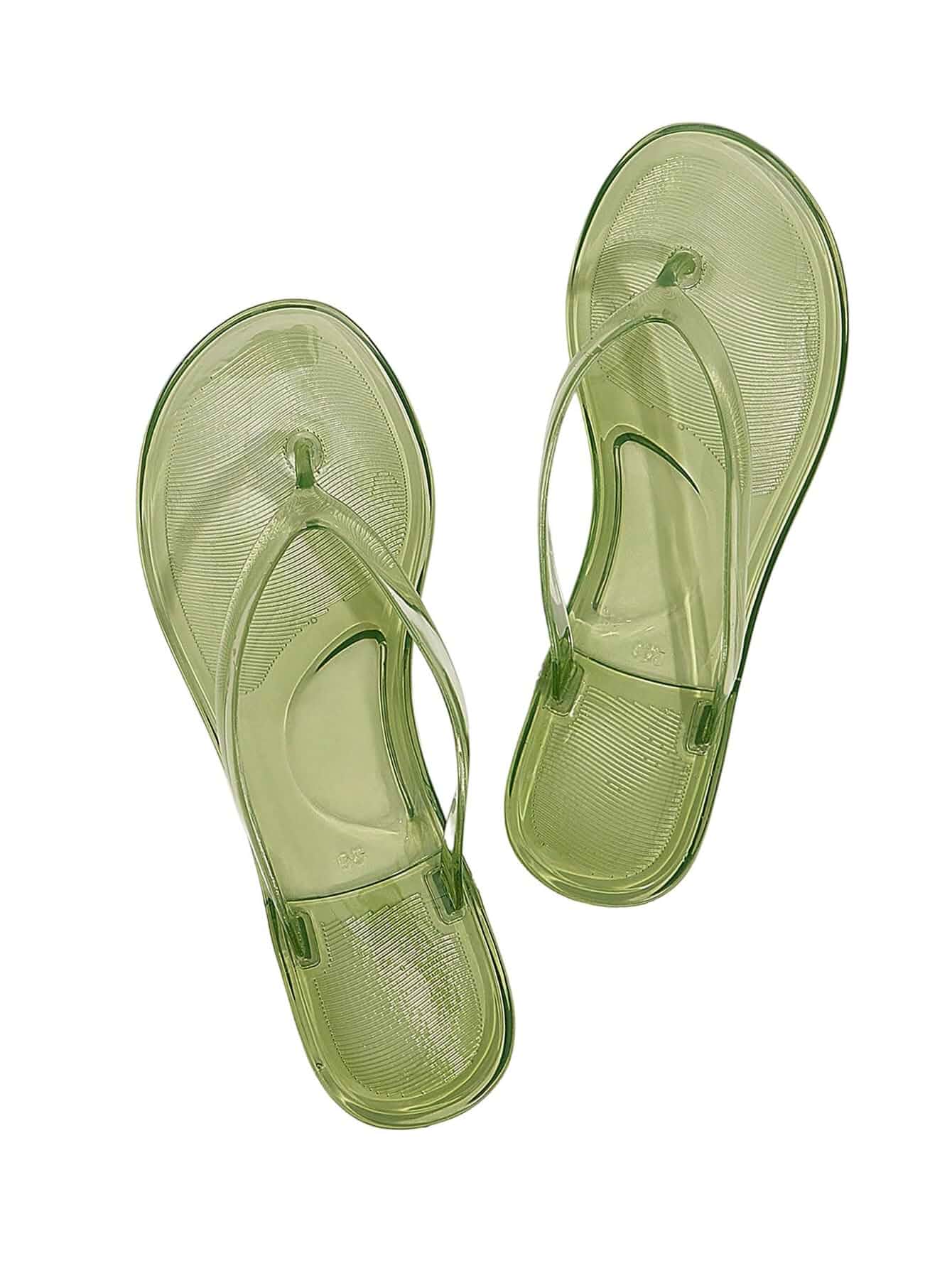 MakeMeChic Women's Jelly Flip Flops Thong Sandals Vacation Slide Sandals Jelly Shoes, Jelly Slides, Flip Flops for Women, Flat Thong Sandals
