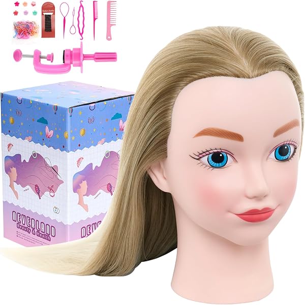 NEVERLAND 20 inch Testa per Parrucchieri 100% fibra sintetica Capelli Testa Parrucchiere Testa bambola da truccare e pettinare Manichino Pratica Modello Con Morsetto & DIY Hair Styling Tools - 1