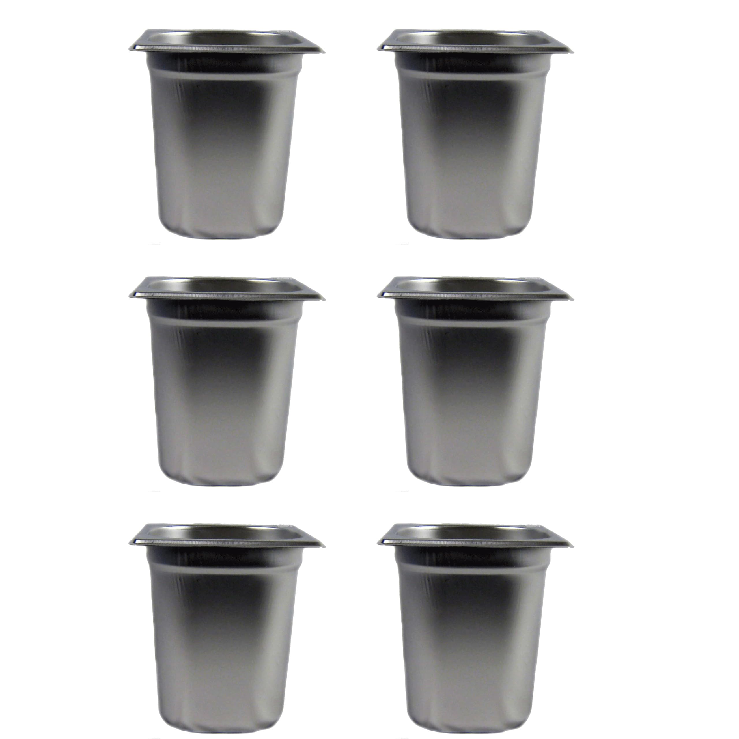 6 contenitori per gas GN 1/6, in acciaio inox, 3,4 litri, profondità 200 mm, Gastronorm