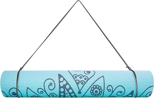 Miniatura 2 de CAP - Esterilla de yoga con correa de transporte, 0.197 in, diseño mandala, azul claro