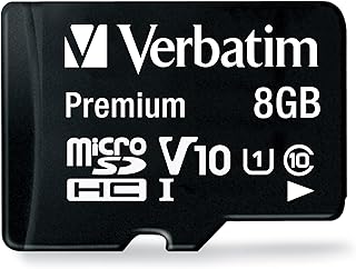 Verbatim 8GB Premium microSDHC Memory Card with Adapter UHS-I V10 Class 10 supports Full HD (1080p) U1 speed rated Up to 80MB/s read speed