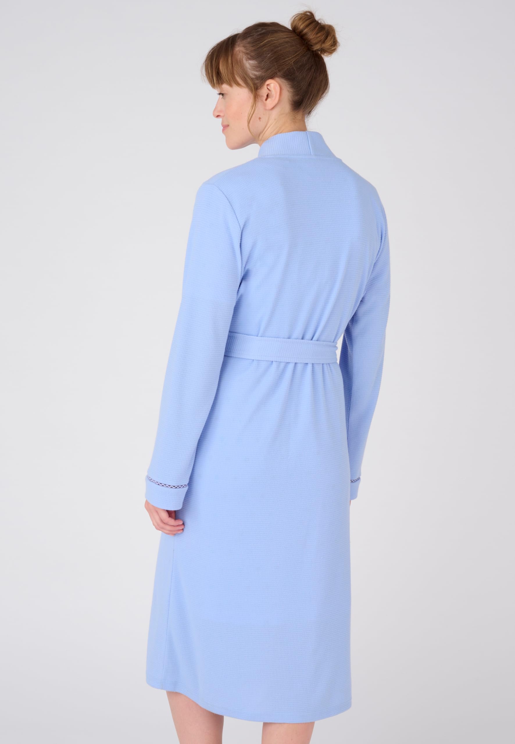 Damart Femme Robe de Chambre | Maille gaufrée, Polyester, Long, Col Châle, Manches longues, Vêtement de Nuit
