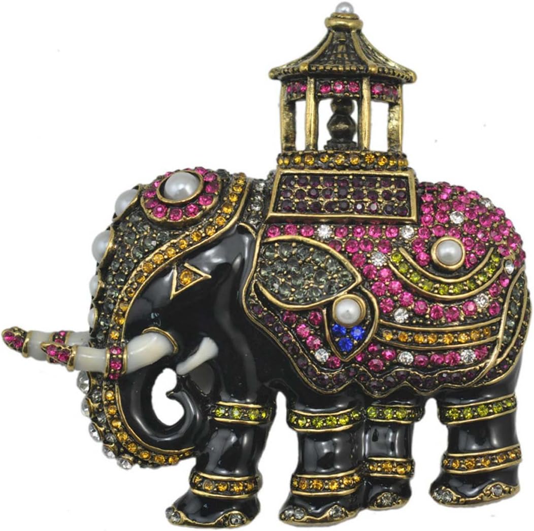 JewelleryClub Men Thiland Elephant Brooch Crystal Vintage Brooches Pin for Suit