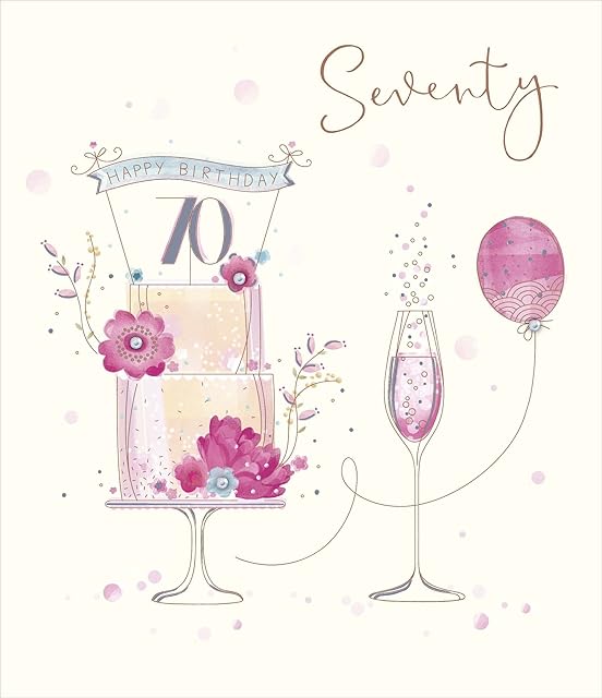 70th Birthday Card - 70th Birthday Card for Her - 70th Birthday Card for Friend or Family - Elegant Design
