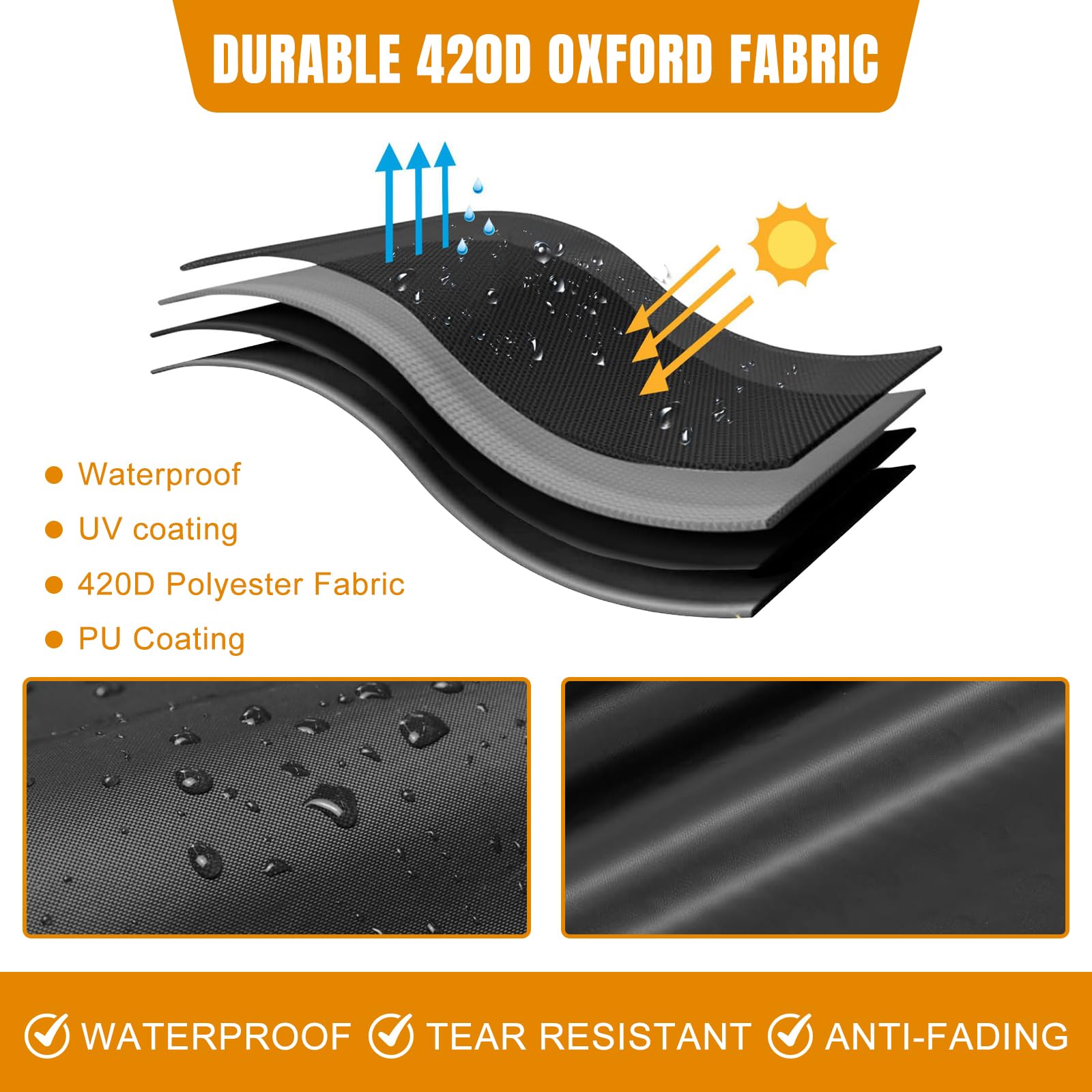 Motorradabdeckung Outdoor für Kawasaki Z650 Z900 Ohne Kofferraum, Schwarz | Wasserdicht wetterfest Motorrad Abdeckplane Abdeckung, 420D Oxford-Stoff Motorrad Abdeckung Plane