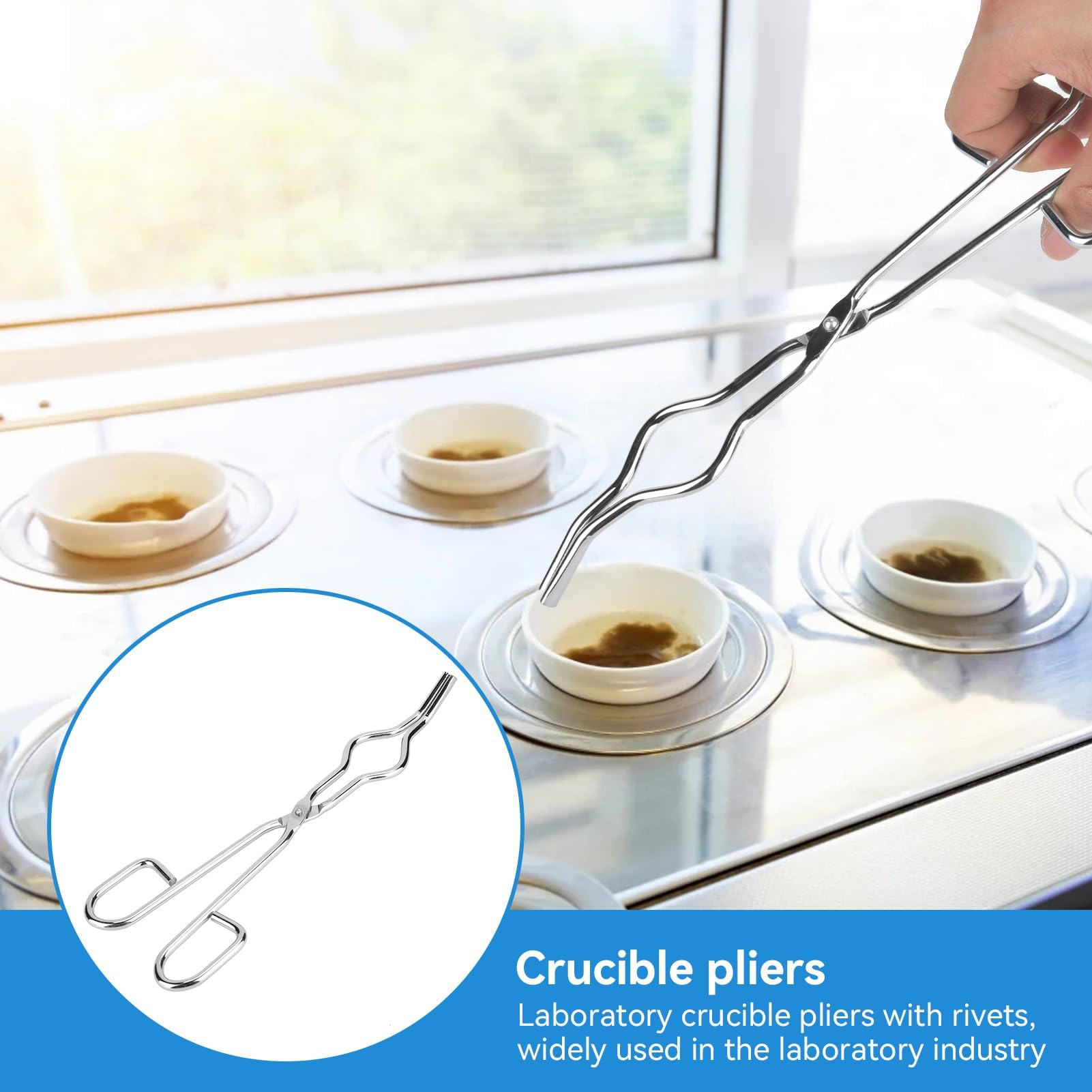 Pinze per crogiolo in acciaio inossidabile per laboratorio, Professionale Crogiolo Forcipe Morsetto Becher Pinze portapinze(250mm)