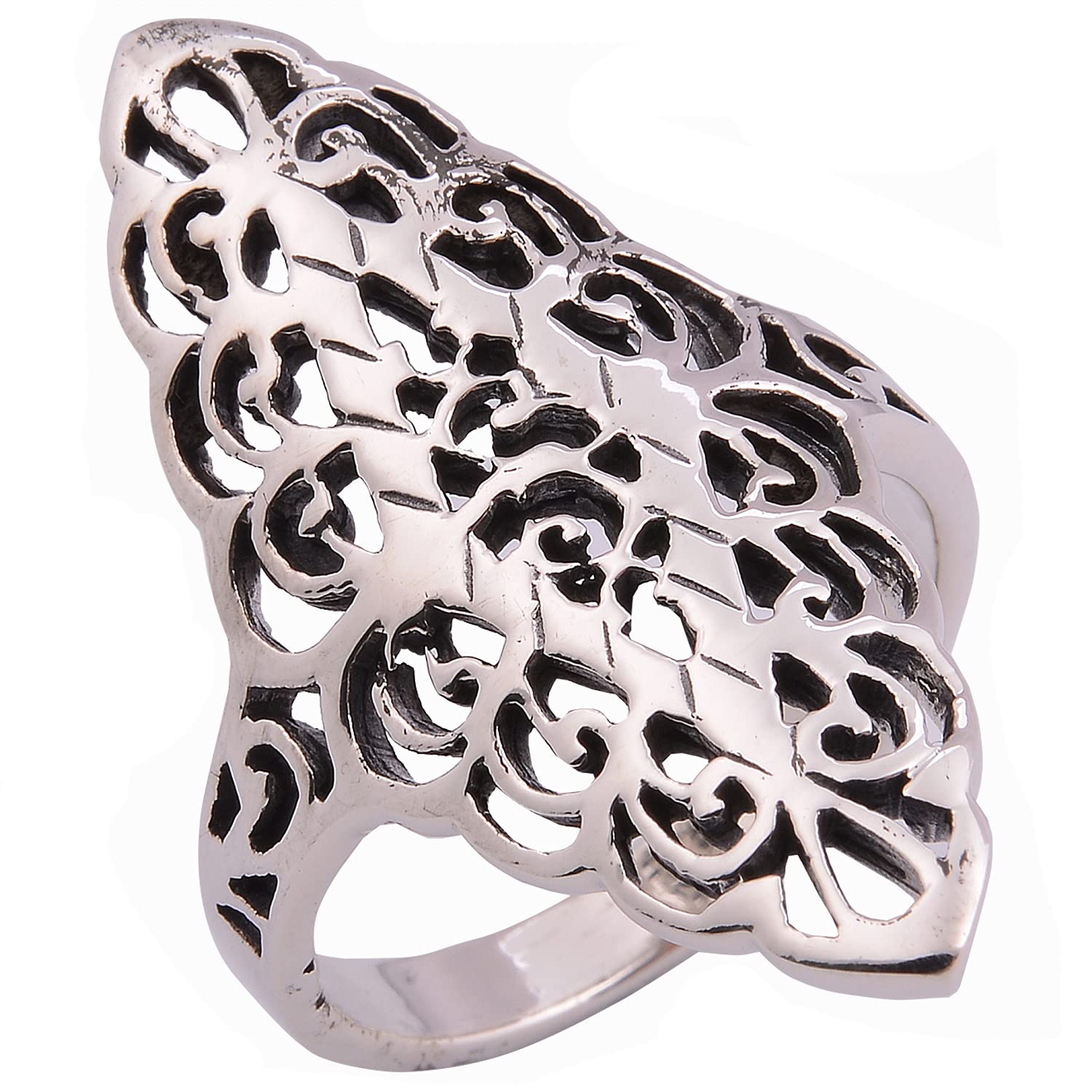 Beautiful Thai Design Ring Sterling Silver Size L to V (R)