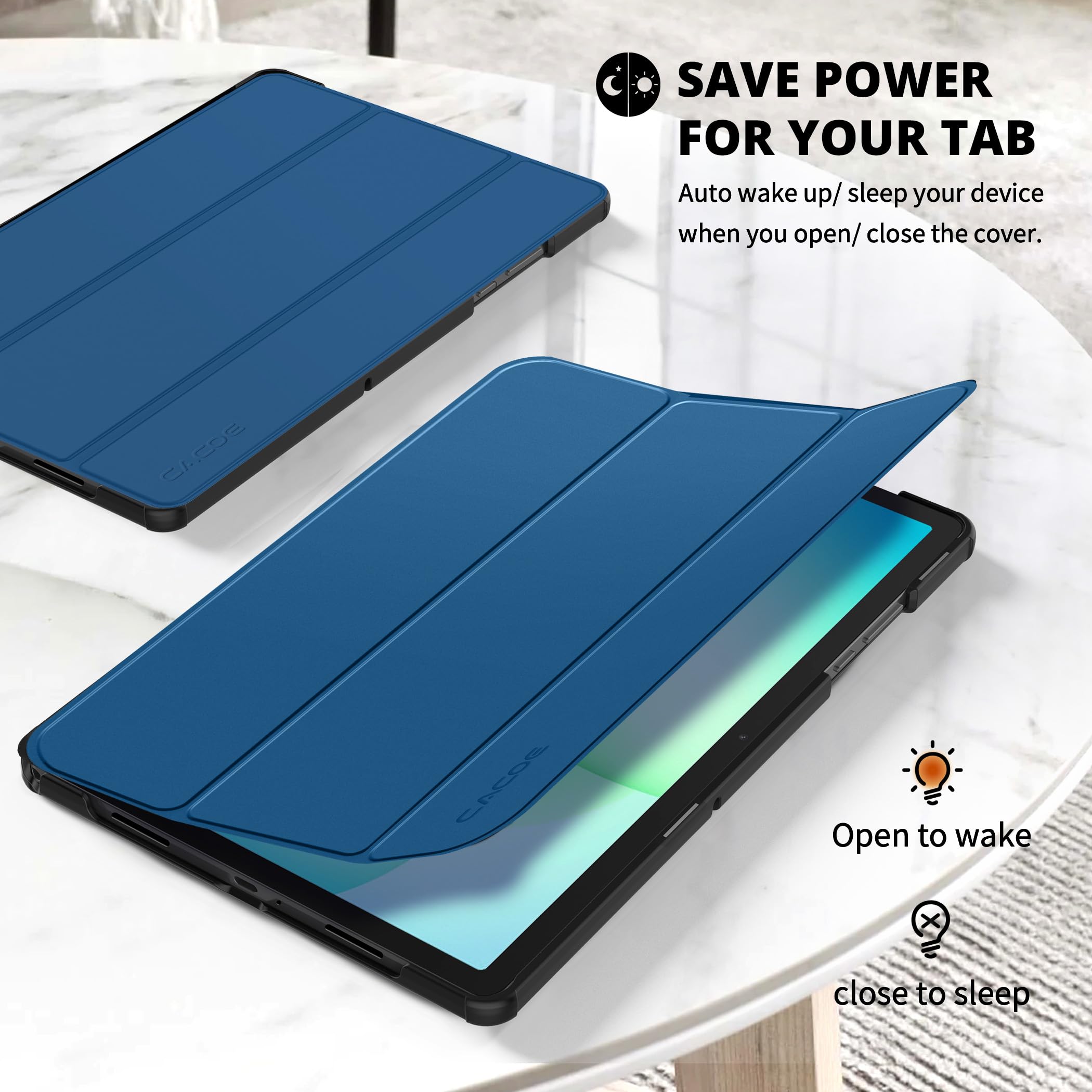 CACOE Custodia Cover Compatibile con Samsung Galaxy Tab A11+ / A11 Plus 11 Pollici 2025 SM-X236B/SM-X230, Ultra Sottile in Pelle con Vetro Temperato Ultra Sottile, Blu Mare