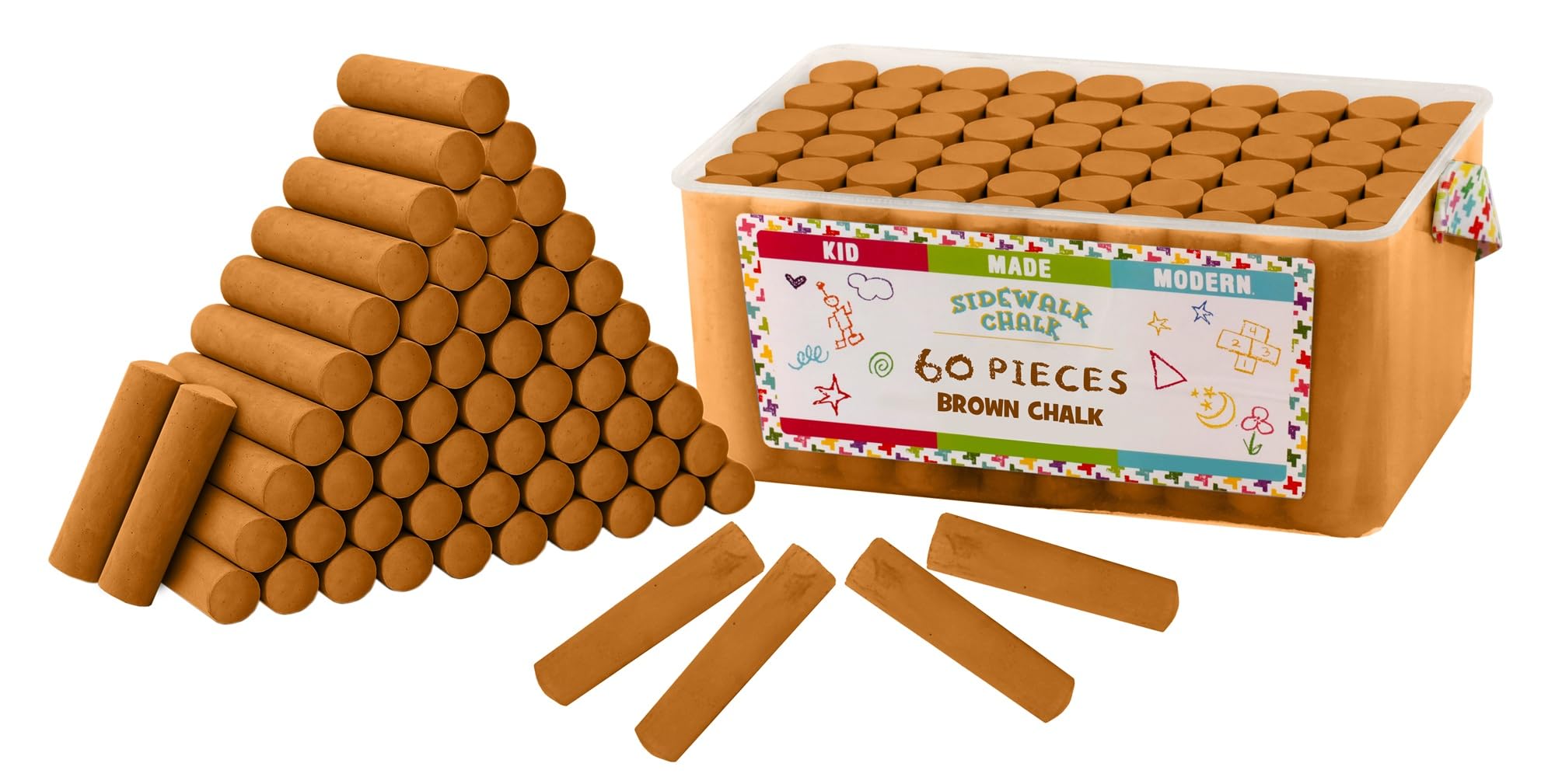 Kid Made Modern Confezione da 60 gessetti marciapiede – Marrone