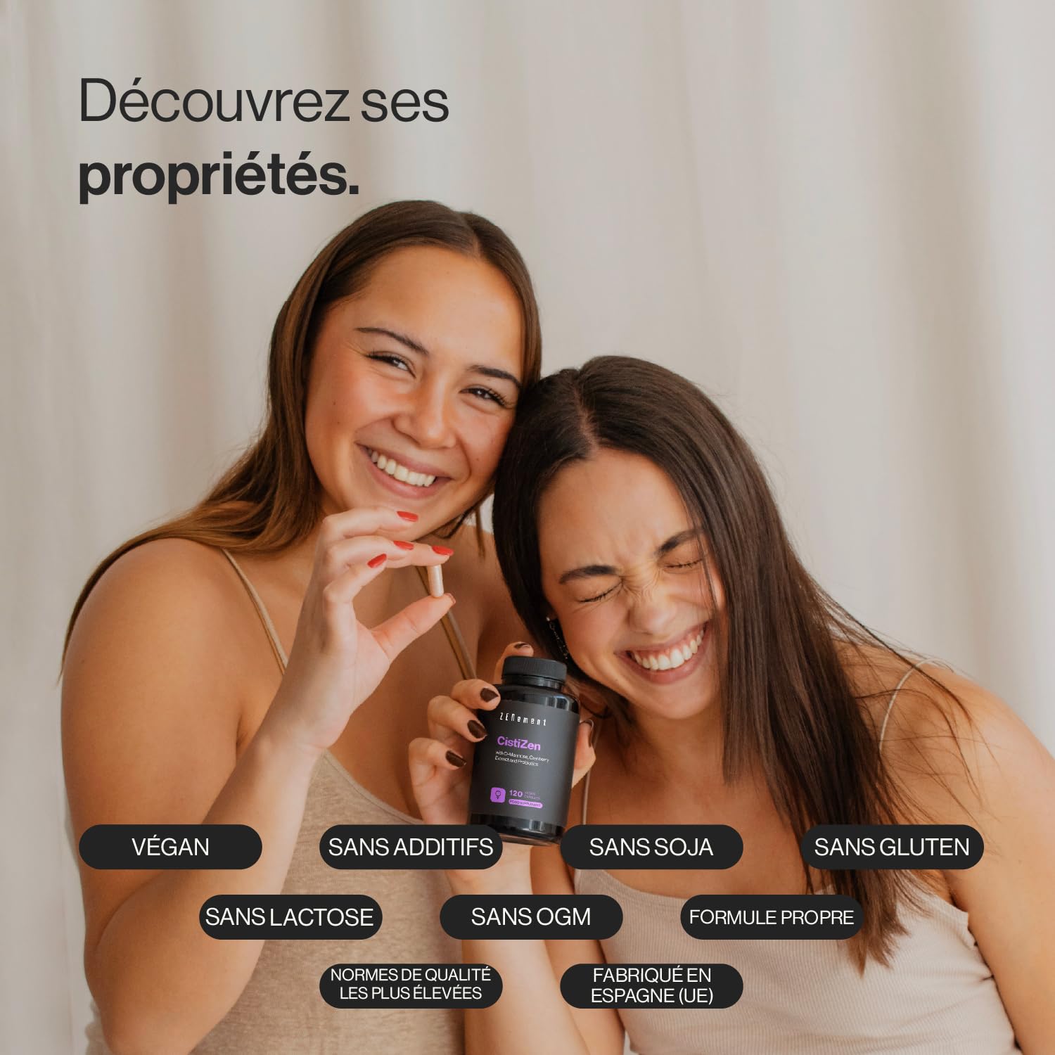 CistiZen - Avec D-Mannose, Cranberry et 5 Souches Probiotiques - 120 Gélules Véganes – Sans Additifs, OGM, Gluten ni Lactose - Cure de 2 mois - Zenement