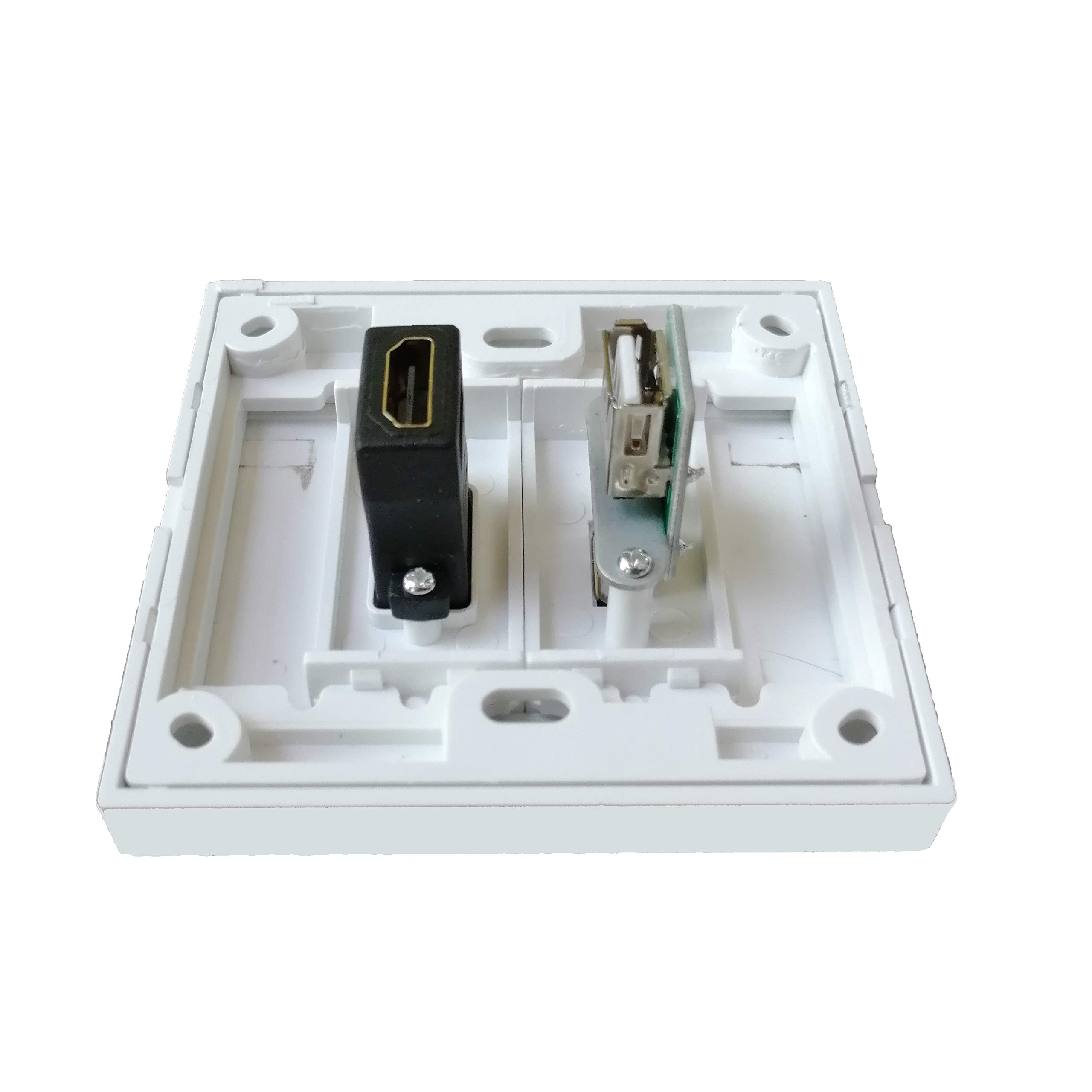 BOXNUBE Multimedia Modular Wall Face Plate with HDMI + USB Panel Sockets - White 2
