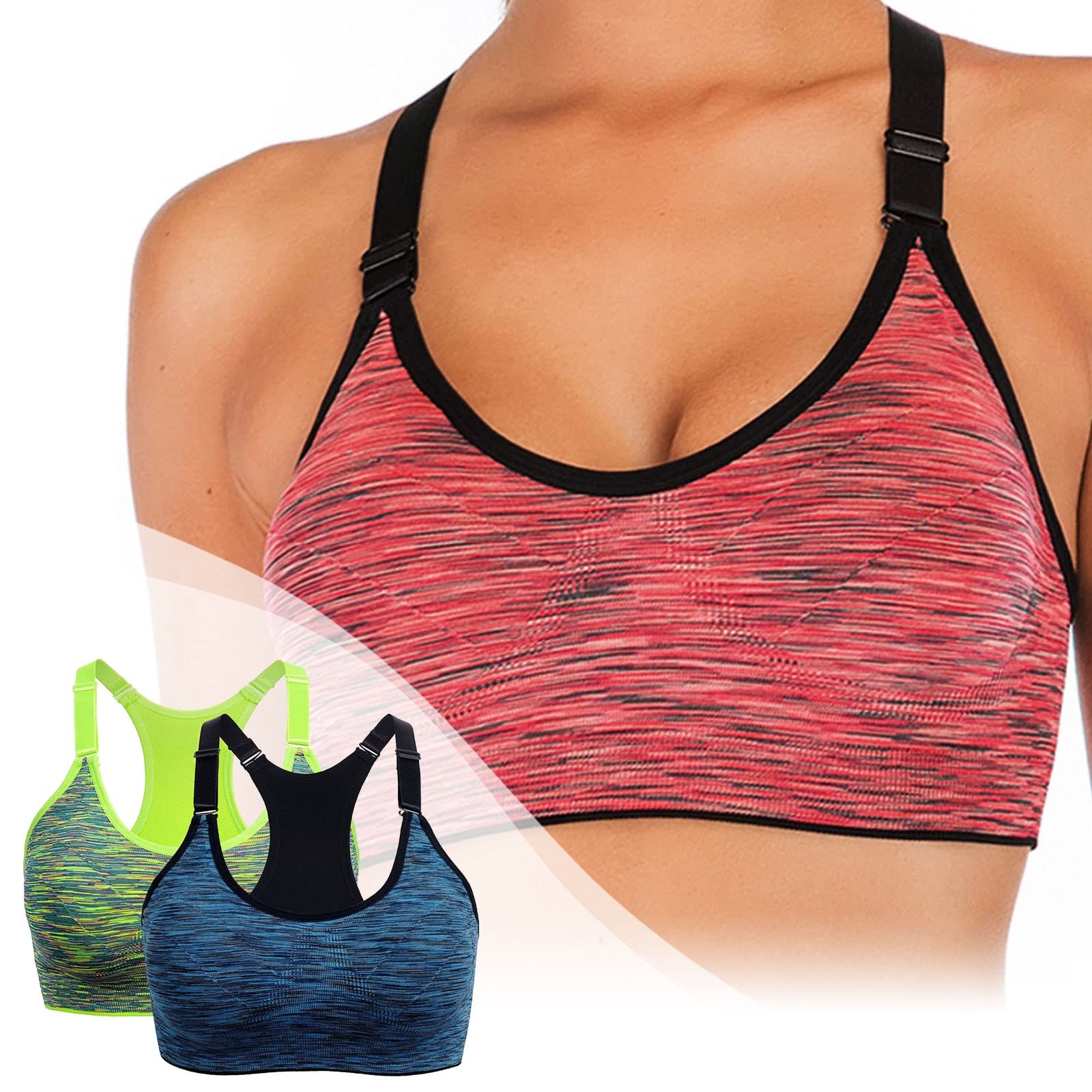 Sports Bra for Women High Yoga Running Seamless Gym Tank Top Fitness Vest Pack of 2, m, XL