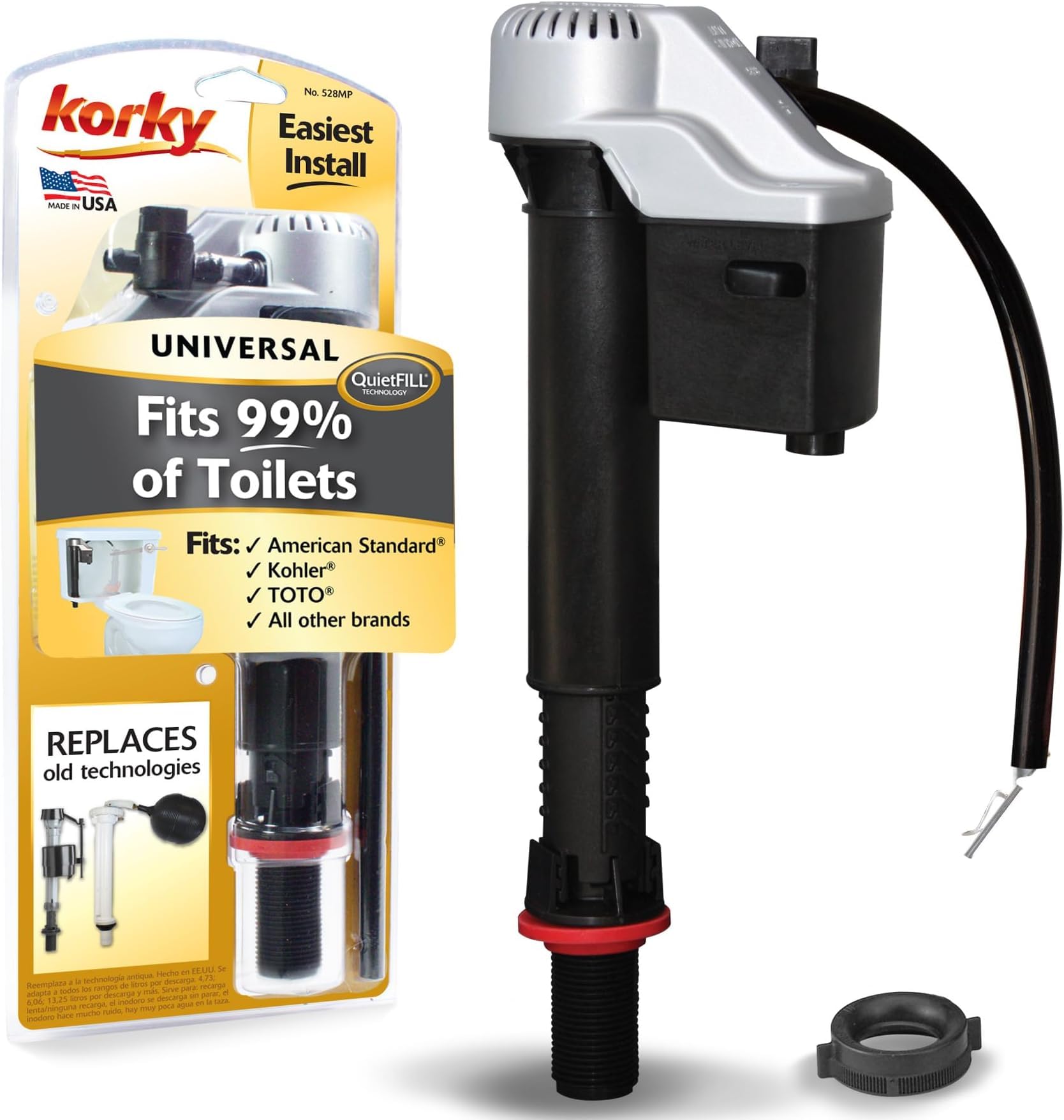 Quiet Toilet Fill Valve - Universal Fit -6