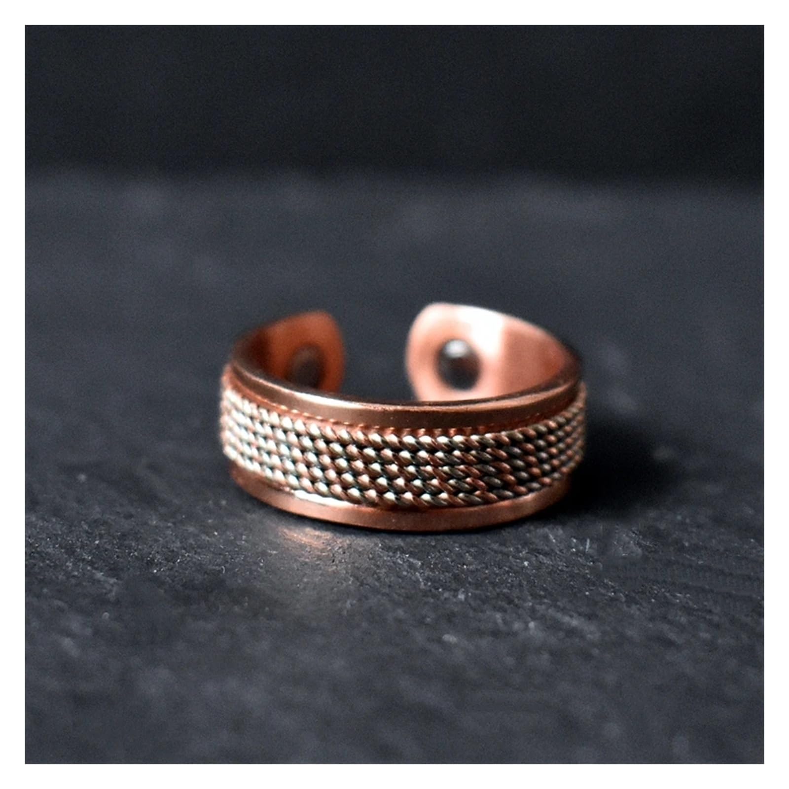 Anillo magnético ajustable, puño abierto de cobre puro for el dolor de artritis, potente joyería terapéutica for mujeres y hombres