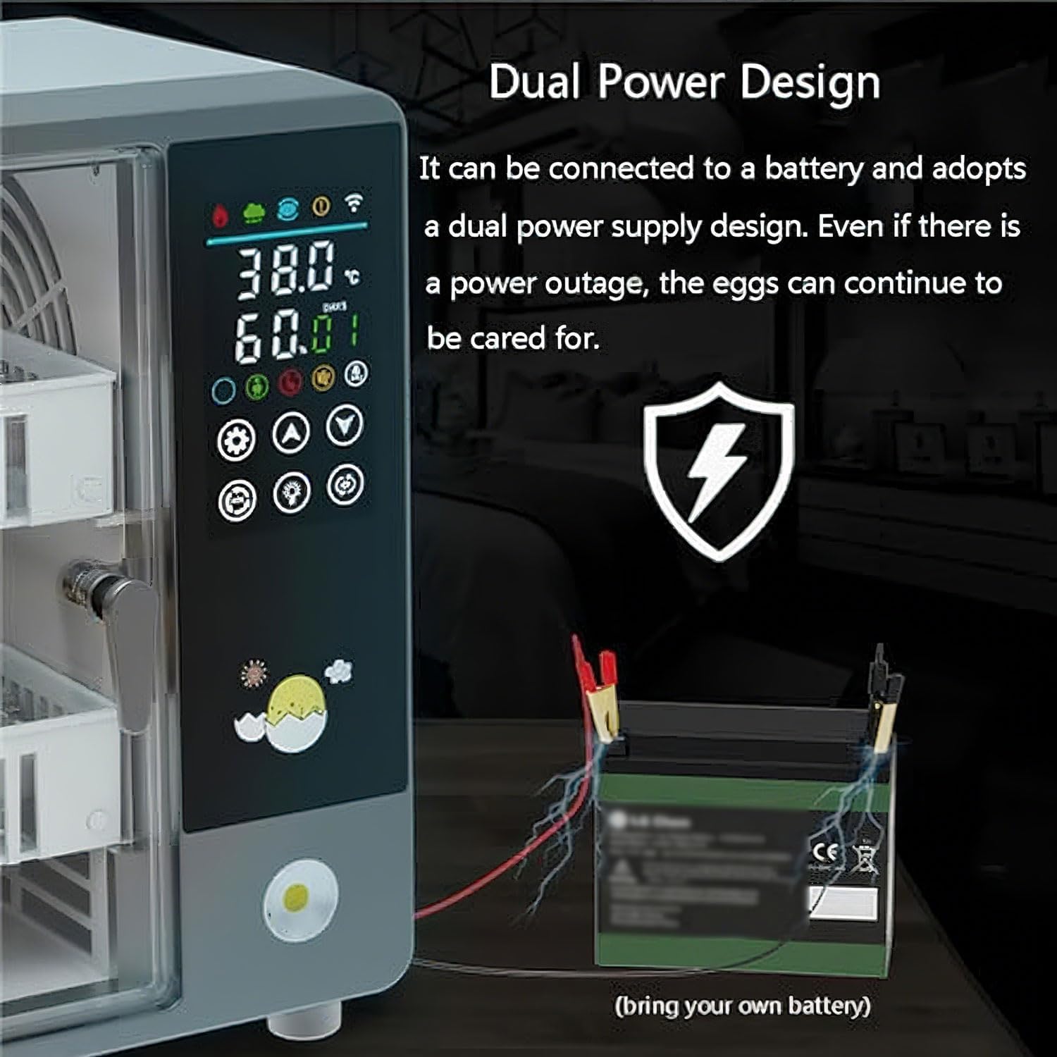 Incubadora digital de huevos con control de temperatura y humedad, pantalla táctil, giro automático, ideal para huevos de gallina y pato, perfecta para la agricultura doméstica