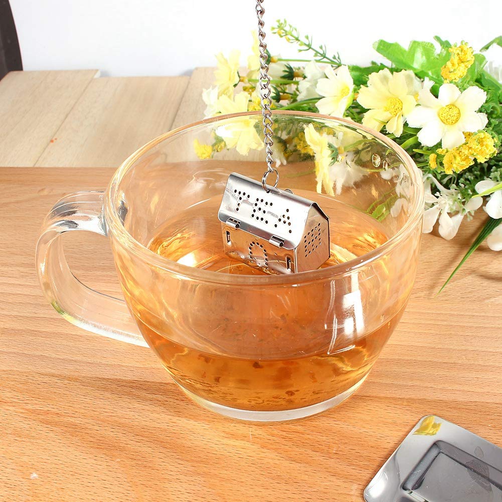 Stainless Steel Tea S Er, Love Cute House Shape Extra Fine Home Kitchen Strainer Mesh Ers with Chain Hook for Brew Seasonings