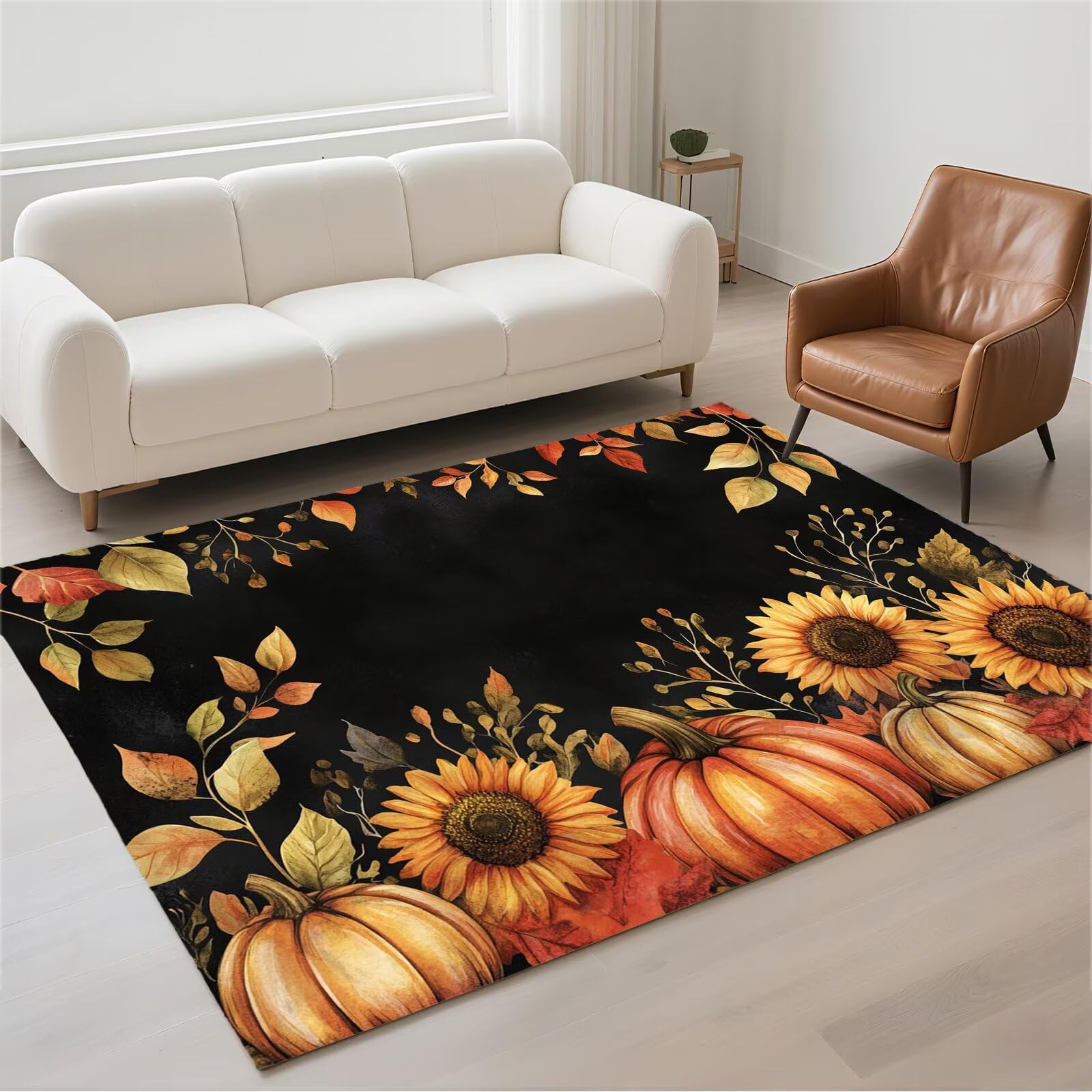 Tapis salon 100x200cm sunflower grand tapis de couloir lavable