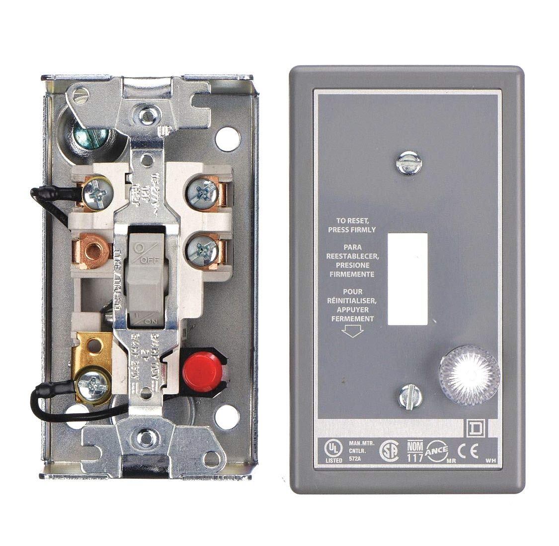 Square D Toggle Manual Motor Starter, Enclosure NEMA Rating 1, 16 Amps AC