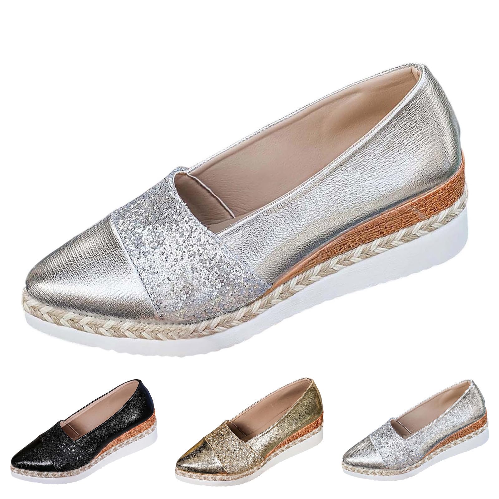 Basket Femme Shoes légères et Confortables Espadrilles à Plateforme Tissées Décontractées pour Femmes Shoes Respirantes Légères Confortables pour la Marche Quotidienne