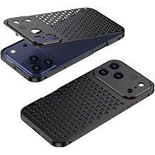 Snap-Open Aromatherapy Aluminum Alloy Heat Dissipation Case for iPhone 17 Pro Max, Honeycomb Vents, Pop-Lock Cover, Built-in Scent Slot, Black