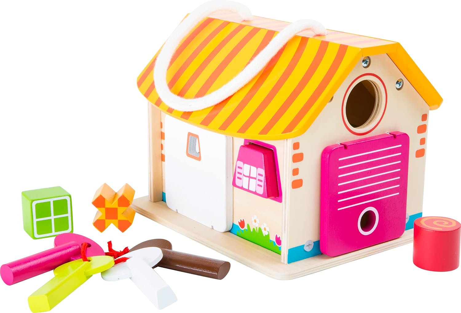 Small Foot Wooden Toys Wood Shed with Keys Motor Skills Playset Designed for Children 12+ Months, Multi (10315)