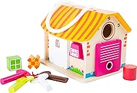 Vista 2 de Small Foot Juguetes de madera Cobertizo de madera con llaves, juego de habilidades motoras diseñado para niños a partir de 12 meses, multicolor