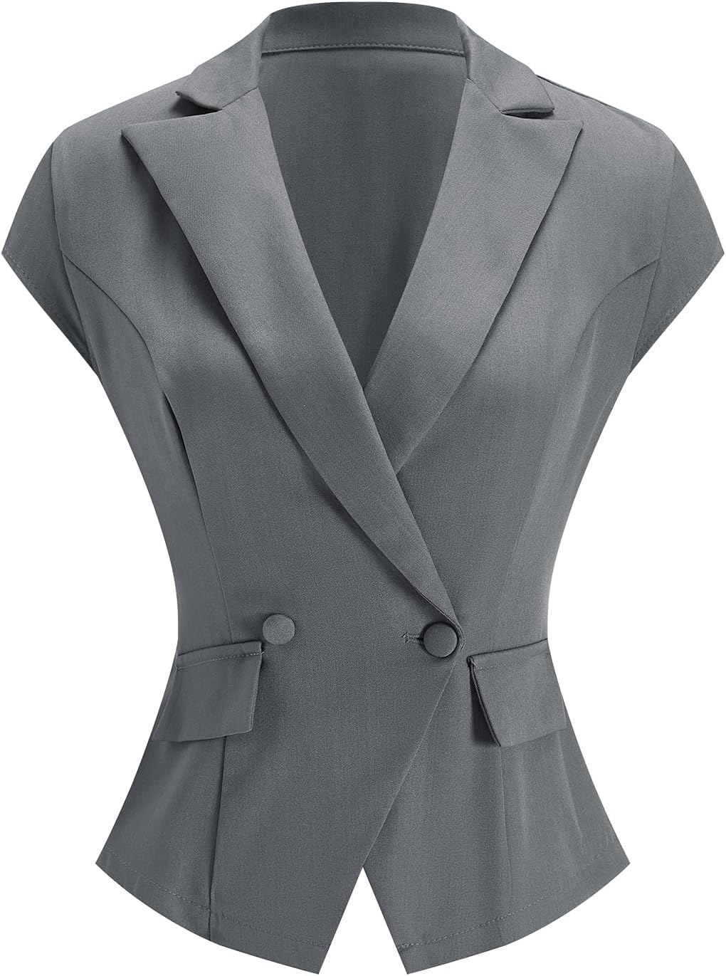 Women's Double Breasted Blazer Elegant Short Sleeve Business Casual Suit Jackets