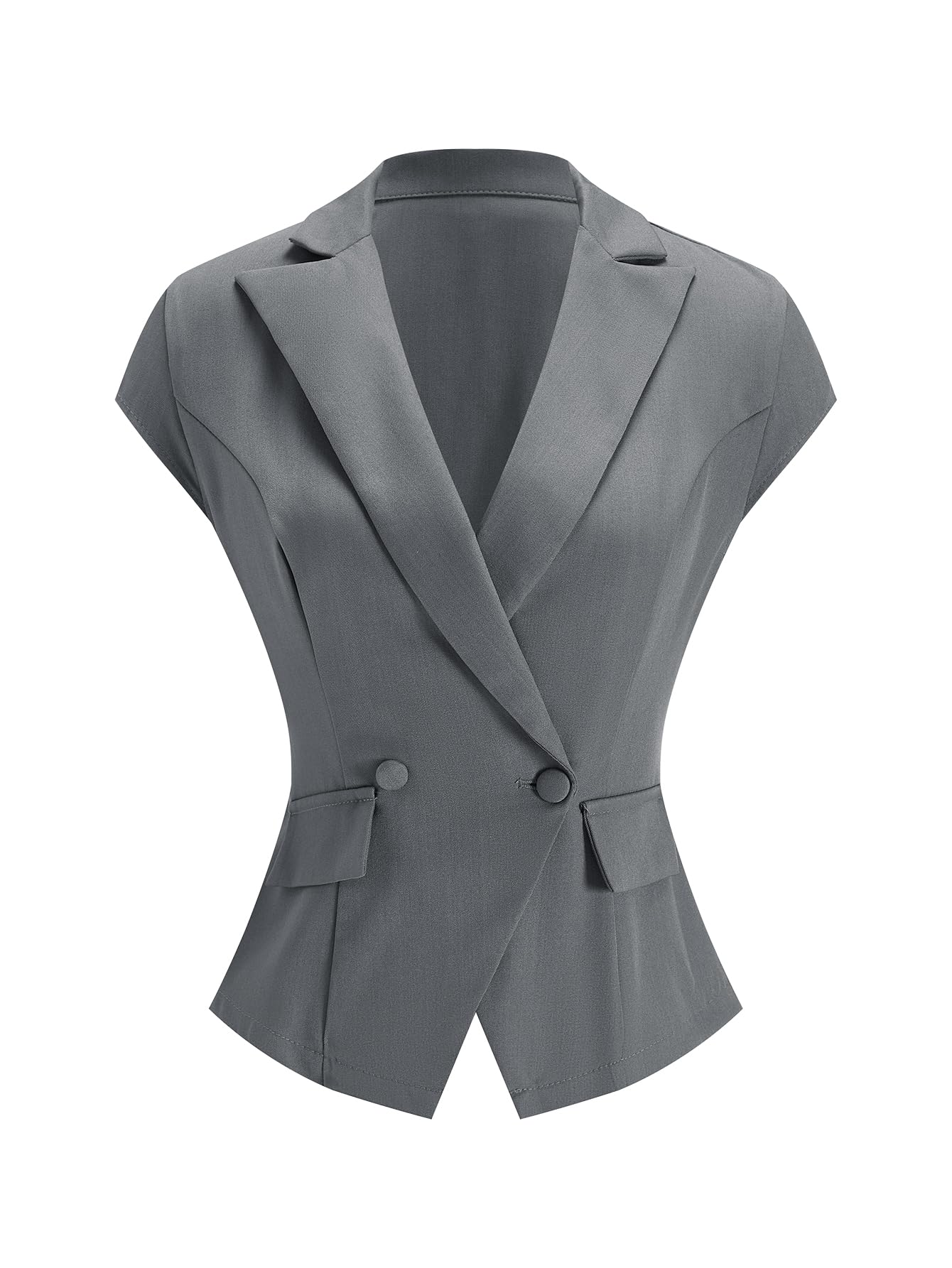 Womens Double Breasted Blazer Elegant Short Sleeve Business Casual Suit Jackets