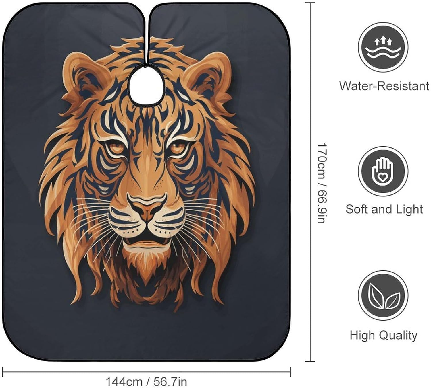 New Year Tiger Logo Design Apron for Women Men,Barber Cape with Adjustable Snap Closure,Hair Cutting Cape,66.9 X 56.7 Inches for Hair Dye, Comb-out, Styling, Shampoo