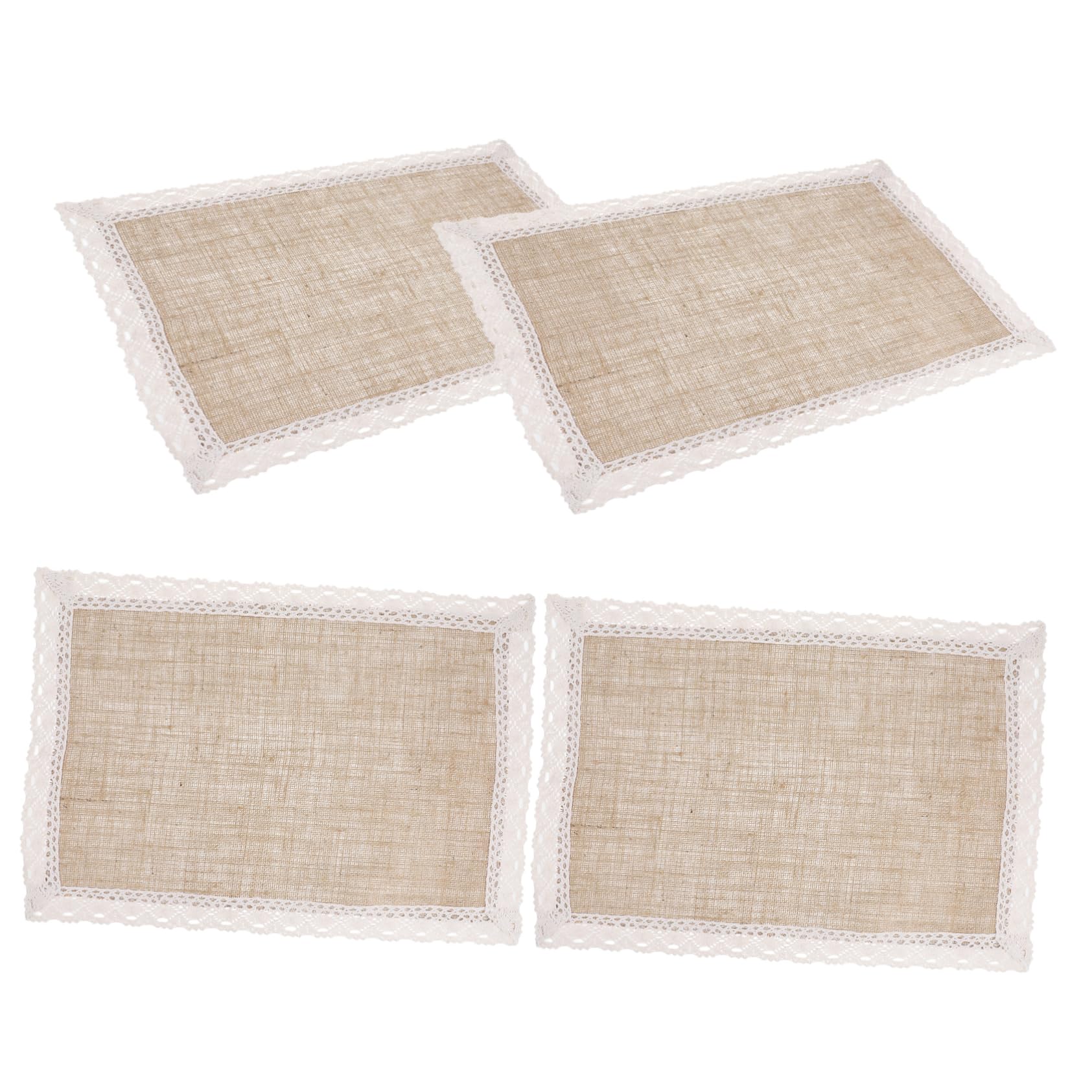 Sets de table jute naturel rectangulaires franges lot de 4 antidérapants