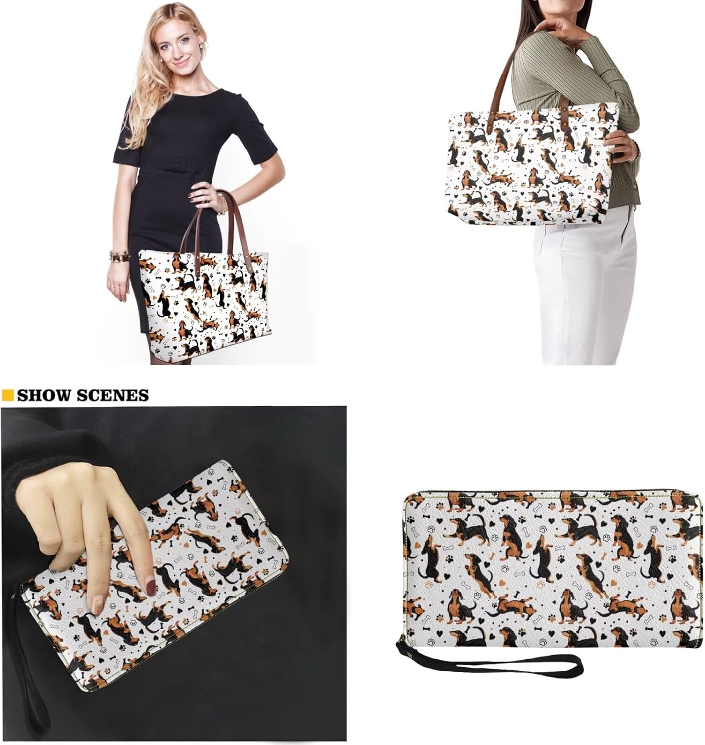 Purse and Wallet Set Large Shoulder Satchel Purse Tote Handbags with PU Wallet for Party Work Shopping Travel