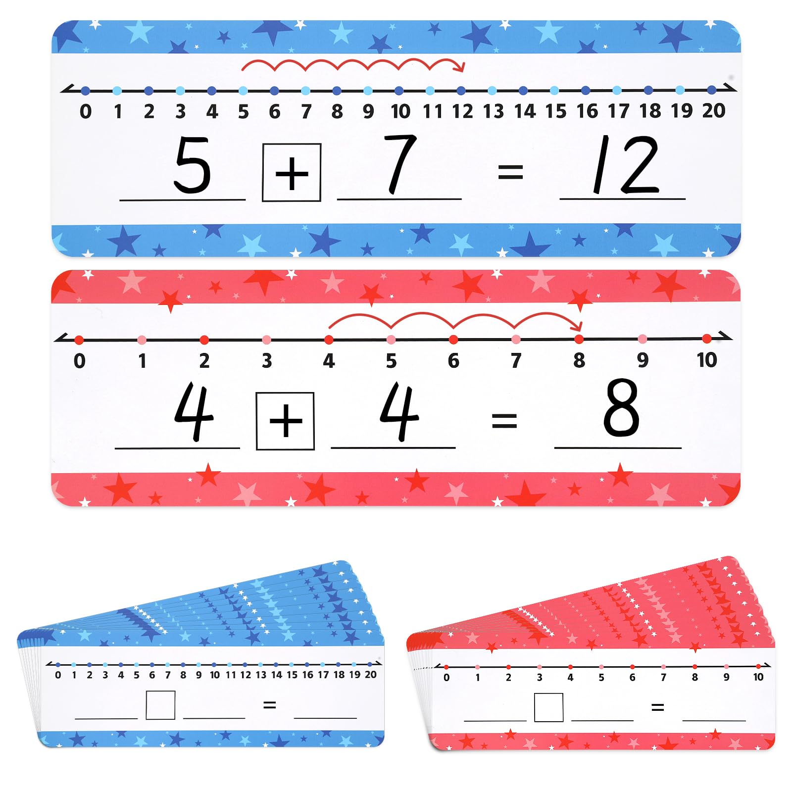 32 Pack Dry Erase Number Line Board Card Lapboard Double Sided Writable and Erasable Board Card Featuring 0-10 Number Line On One Side 0-20 On The Other for Kids Students Math Manipulatives (11.5”x4”)
