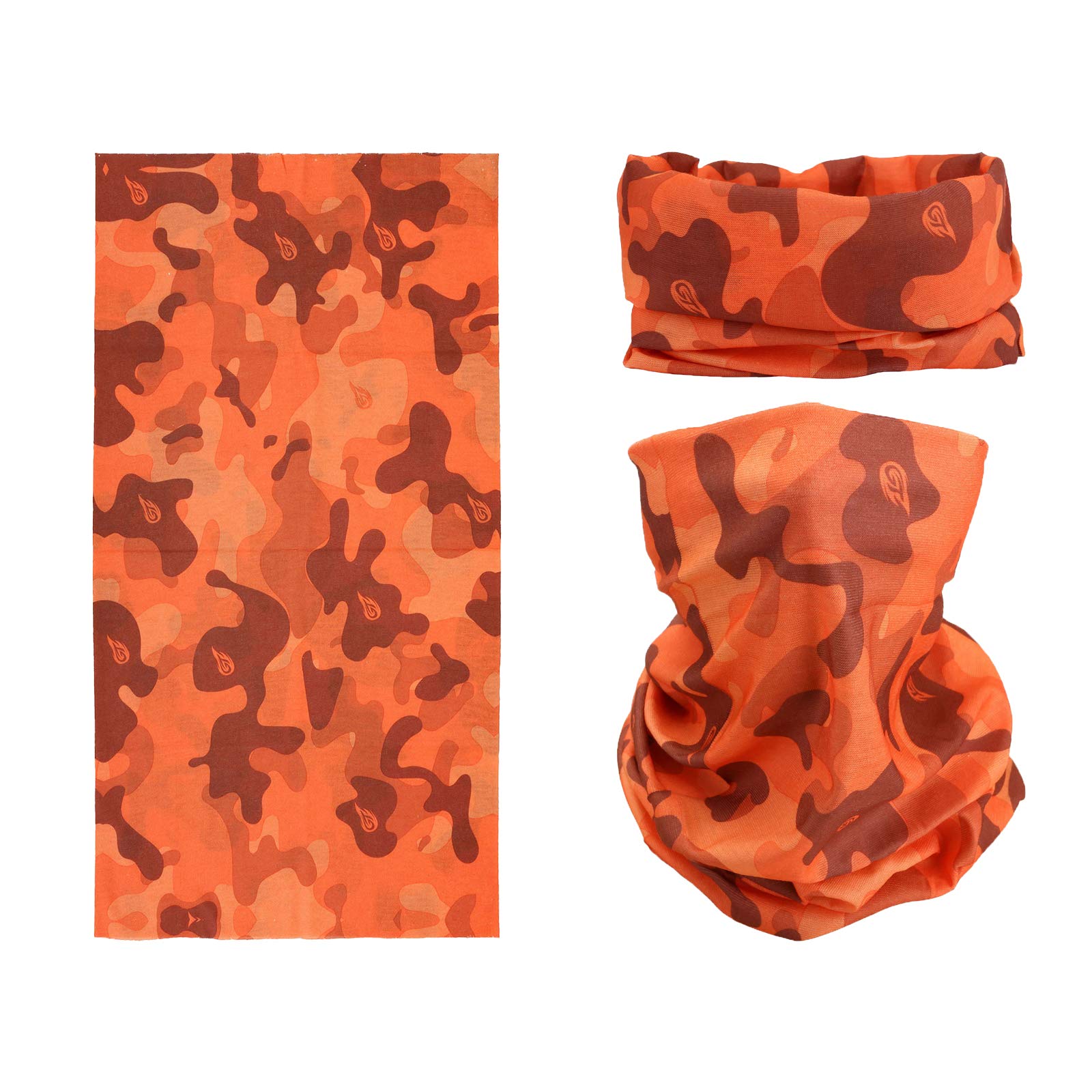 Smehcf Unisex Orange Camo Novelty Seamless Bandana Balaclava Face Cover Mask Shield Neck Gaiter Reusable Breathable Dustproof Windproof Camouflage