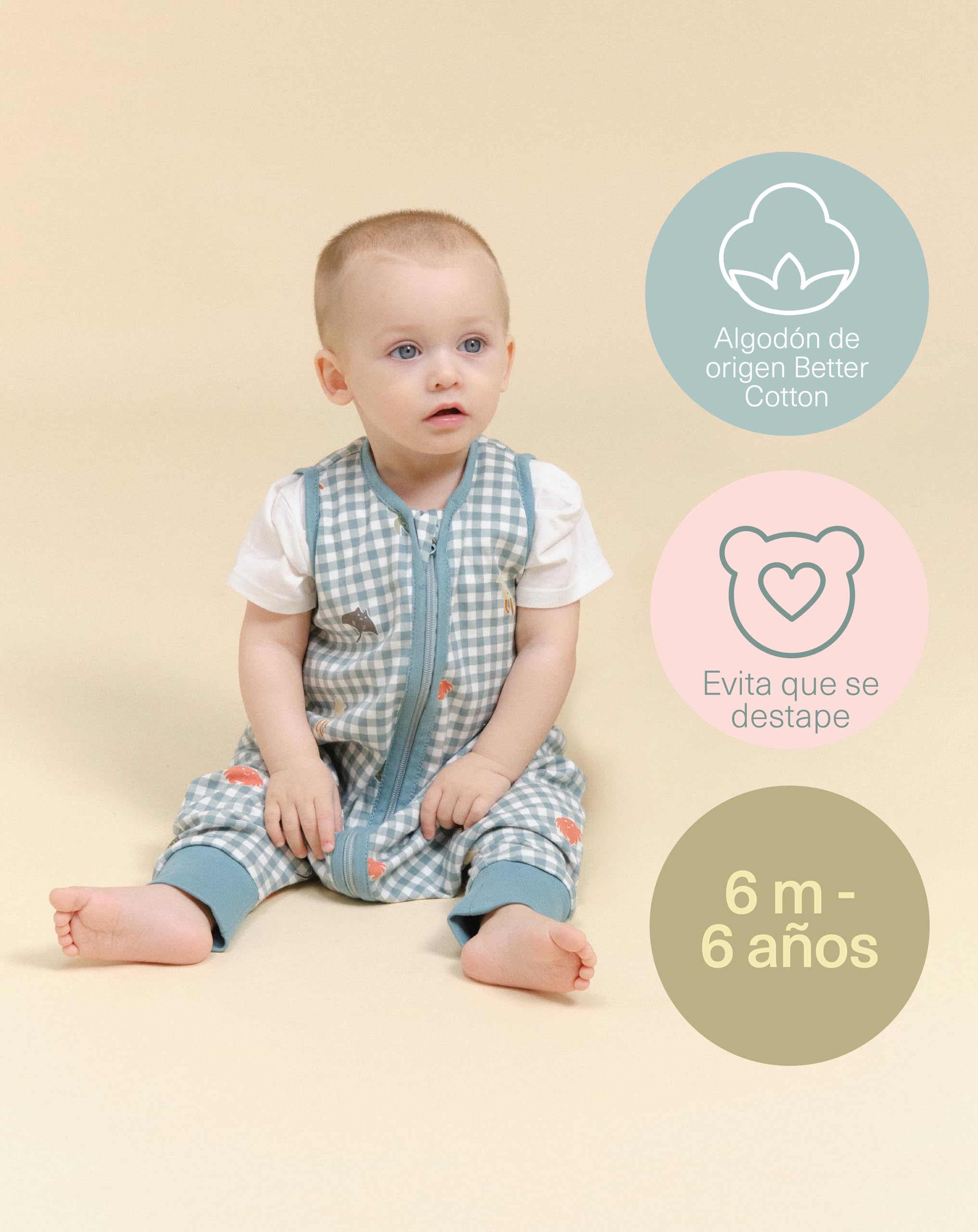 molis&co - Pijama Burbuja con Pies 0.5 TOG - 90 cm (3 años) - Ideal para Verano - 100% Algodón (Oeko-Tex 100) - Summer Sea — view 5